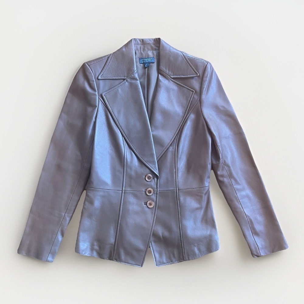 Classiques Entier Women's Size 4 Leather Blazer Jacket Brown Lined Classic Work